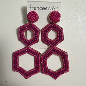 Francesca's Collections Pink Hexagon Beaded Earrings